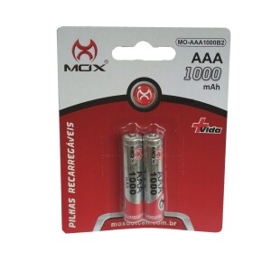 PILHA RECARREGAVEL MOX AAA 1000 / 1100 MAH CART. C/2