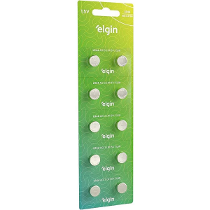 BATERIA BOTAO ELGIN LR44 / AG13 CARTELA COM 10