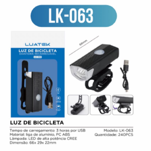 LANTERNA DE BIKE USB AL-B9133 LUATEK 063