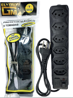 FILTRO DE LINHA 6 TOMADAS - ELETRO GM